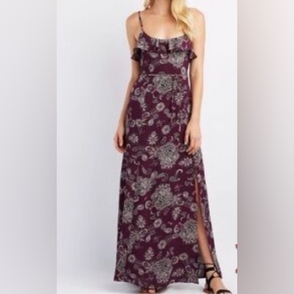 Charlotte Russe Dresses & Skirts - CHARLOTTE RUSSE Elegant Purple Floral Maxi Dress SIZE S